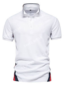 Camisetas polo con logotipo personalizado de alta calidad para hombre Jersey de algodón de manga corta de secado rápido con panel de contraste - Product Image 2
