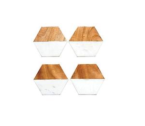 Posavasos de madera de nogal con forma hexagonal nueva de forma Premium juego de posavasos de mármol hecho a mano bajo MOQ Fabricante Mayorista - Product Image 2