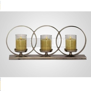 Candelabro โคมไฟแก้วชาอลูมิเนียมเชิงเทียนตกแต่งบ้านสำเนียงสำหรับงานแต่งงานวันเกิดโอกาสพิเศษอื่นๆที่ทำจากโลหะ - Product Image 1