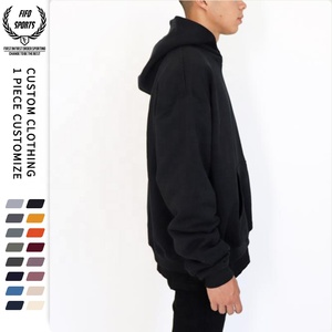 Sweat à capuche pour homme 100% coton 36oz 465GSM French Terry Black Oversized Heavyweight Solid Eco-Friendly Casual Style Winter Season - Product Image 4