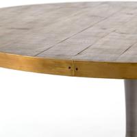 Table basse ronde de style loft industriel, plateau en bois massif avec base en fer, pliable, art moderne, antique