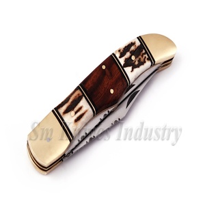 Couteau pliant de bricolage à Double lame, ustensile utilitaire de bricolage en acier inoxydable, couteaux Sm en acier de damas 58-60HRC, entretoise (smk1365) - Product Image 5