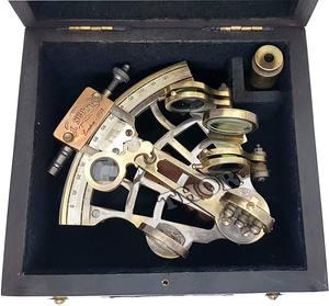 Antique Two-Ton Polished <b>Brass</b> Sextant Navigation <b>Instrument</b> Marine Supplies Hardwood Gift Box Elegant Antique <b>Brass</b> Sextante - Product Image 2