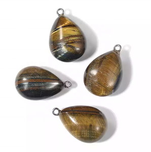 Colgante de Piedra Ojo de tigre de hierro colgante envuelto Piedra curativa colgante caído cristal caído guijarro Collar de piedras preciosas mayorista - Product Image 1