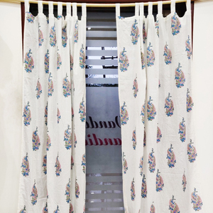 Tissu de rideau Salon 66 Coton Imprimé à la main Motif vague Ombrage total Rayé Rideau de porte et de fenêtre - Product Image 1