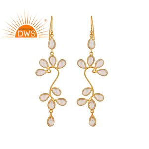Boucles d'oreille en cristal naturel Quartz, bijou pendant, en argent Sterling 925, plaqué or jaune 18k, vente en gros, livraison gratuite - Product Image 1