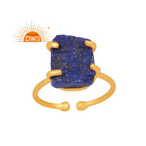 Bague empilable tendance 2026 en argent sterling avec pierre précieuse naturelle Lapis Lazuli brut pour femme - Fabricant de bijoux - Product Image 1