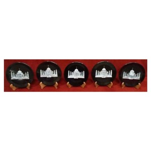 Plaque à incrustation Miniature en marbre Taj Mahal, marbre, noir - Product Image 1
