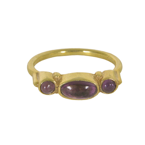 Dernière collection : Bague empilable unisexe en argent sterling 925 plaqué or 18 carats avec pierre précieuse améthyste naturelle pour mariage et soirée - Product Image 1