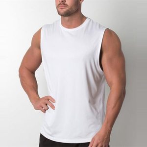 Breathable Quick Dry Anti-shrink Heat-Transfer Printed Solid Embroidery <b>Men</b> Tank Tops Blue Color Formal Wholesale for Adults - Product Image 6