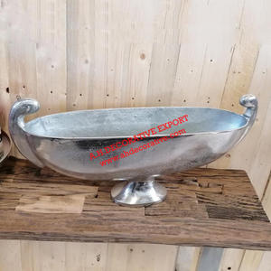 Bol de service en forme de bateau, plateau de Table en aluminium pour décoration de mariage, récipient à fleurs décoratif, finition argentée, offre spéciale - Product Image 1