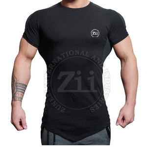 T-shirts de fitness pour hommes, séchage rapide, respirants, écologiques, en coton/polyester, motif uni, personnalisables, légers, grandes tailles, prix bas - Product Image 1
