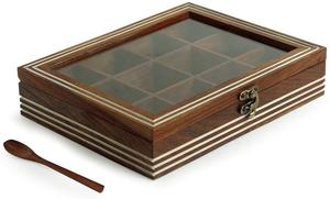 Boîte de rangement d'épices style bambou centres de table ronds en bois étagère à épices ronde en bois - Product Image 5