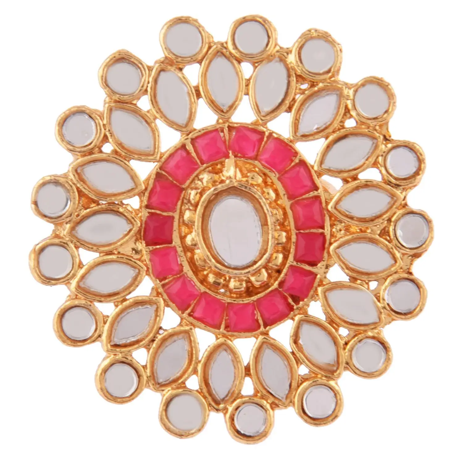 Bijoux indiens en pierre de cristal pour femmes, grand anneau rond réglable, bijoux en gros, rose, nouvelle collection