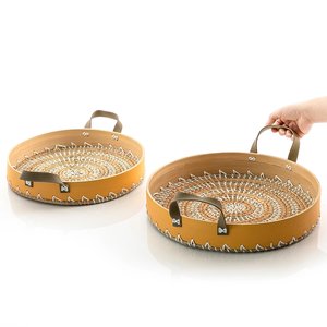 Bandeja de servicio de bambú hilado redondo de alta calidad con algas marinas hechas a mano en Vietnam para decoración del hogar - Product Image 2