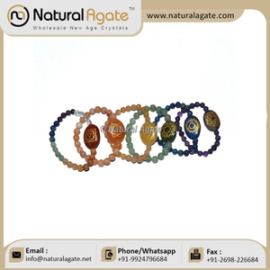 5 bracelets chakras en pierres précieuses multicolores, avec symbole Chakra, de forme ovale, acheter du cuiseur - Product Image 3