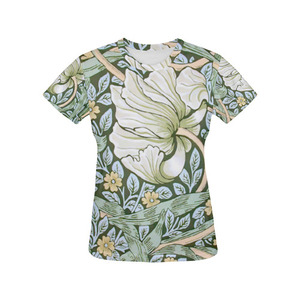 Camiseta de manga corta con cuello redondo para mujer, Camiseta 100% de algodón con diseño personalizado y estampado Floral - Product Image 3