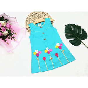 Mejor Precio Nueva Moda Verano Bebé Niña Vestido con Flores Mejor Exportación Calidad Niños Vestido a Granel - Product Image 3