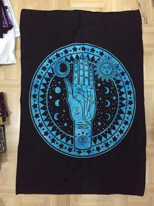 Tapiz quiromancia Humsa pequeño cartel colgante de pared estilo Art Deco impreso azul 100% algodón étnico por consignadores indios - Product Image 3