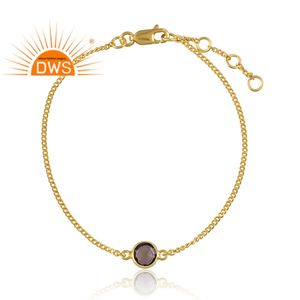 Pulsera de piedras preciosas de cuarzo ahumado Natural, pulsera de plata de ley chapada en oro, fabricante de piedras preciosas naturales - Product Image 2