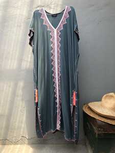 2021 New Arrival Cotton Boho <b>Dress</b> Summer Short Sleeve Loose <b>Maxi</b> <b>Dresses</b> Embroidered <b>Bohemian</b> Long <b>Dress</b> - Product Image 5