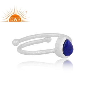 925 argent Sterling fin naturel Lapis Lazuli pierres précieuses bague empilable bijoux pour femmes cadeau pour elle - Product Image 3