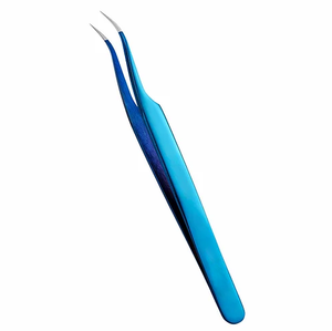 Pince à cils droite rose de 14cm en acier inoxydable, pointe inclinée à 45 degrés, volume, type carré écologique - Product Image 4