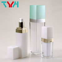 Flacon de lotion carré en plastique acrylique à double paroi arquée de 15 ml, 30 ml, 40 ml avec pompe distributrice en PP et bouchon en PMMA ABS (Série ER)
