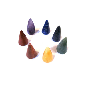 7 ensembles de cônes de chakra avec pierres précieuses d'agate sculptées style Feng Shui naturel et amour à des fins décoratives - Product Image 1