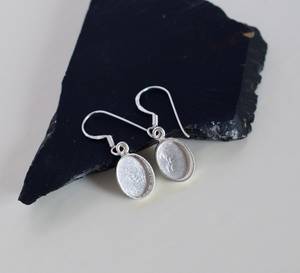 7X9 MM <b>Solid</b> 925 Sterling <b>Silver</b> Oval Shape Collet Bezel Cup Hook <b>Earrings</b> Wholesale Handmade Minimalist Light Weight Jewelry - Product Image 2