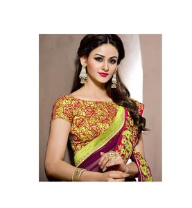 Sari en coton et soie fait main avec un design moderne pour les occasions spéciales - Vêtement de fête de luxe - Product Image 2