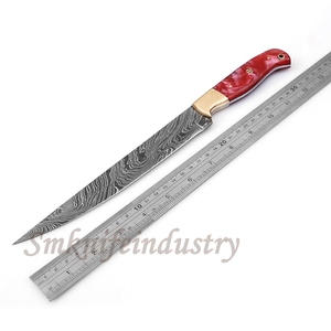 New Custom Hand Forged Damascus Fillet Fishing knife With leather Sheath cover (smk1630) - Product Image 3