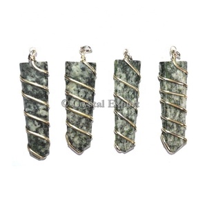 <b>White</b> Black Spotted Flat Pencil <b>Wrap</b> Pendants : Top Seller Wire <b>Wrap</b> Pendants - Product Image 1