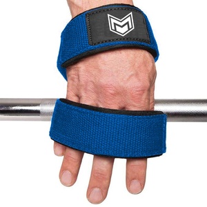 Alta calidad al por mayor 100% algodón gimnasio entrenamiento muñequeras logotipo personalizado figura 8 correas de tracción Fitness ejercicio levantamiento correas - Product Image 4