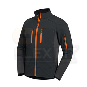 Veste softshell personnalisée de haute qualité pour hommes, imperméable, respirante, avec décoration de boutons, veste à capuche avec fermeture éclair sur le devant dans des couleurs personnalisées - Product Image 4