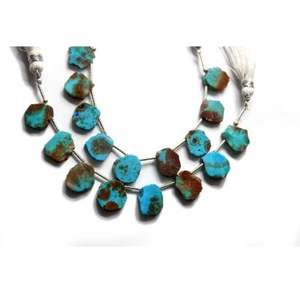 Chrysocolle naturelle à revêtement biologique perles de pierres précieuses faites à la main brins lisses d'environ 4 pouces - Product Image 1