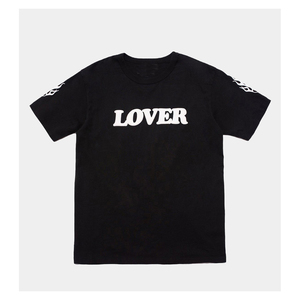 เสื้อยืดแขนสั้นสีดำสำหรับผู้ชาย พิมพ์ลายคนรักสีขาวและลายอุ้งเท้า สไตล์สตรีท ทรงปกติ คอกลม ผ้าฝ้ายเจอร์ซีย์ - Product Image 6