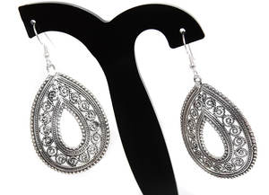 925 Sterling Silver <b>Drop</b> Dangle <b>Earrings</b> Designer Collection Pear Shape Engraved Silver Jewelry <b>Fashion</b> Wholesaler <b>Earrings</b> - Product Image 3