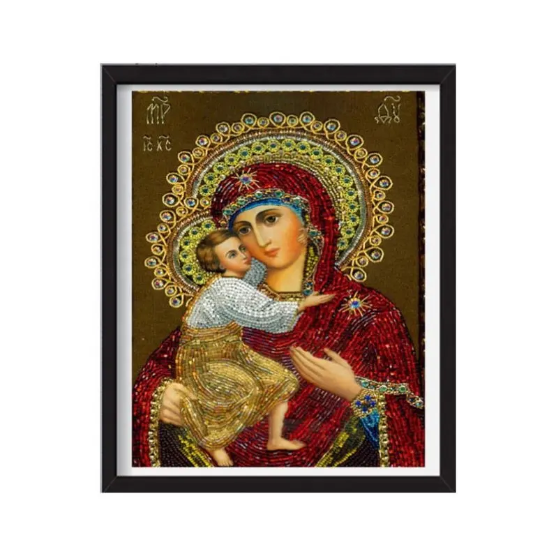 Virgin Mary Holding Son famosi dipinti classici Pop Art per la decorazione religione resina diamante