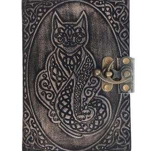 Journal en cuir véritable gaufré pour chat Journal intime ou carnet de croquis ou carnet de notes en papier fait main Journal cadeau pour les amoureux des animaux - Product Image 1