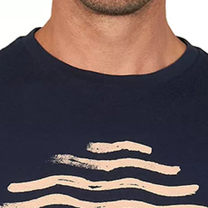 Camisetas de hombre/niño con diseño de ondas solares, hechas a medida por OEM, con serigrafía, color azul marino, colección de verano, de algodón orgánico puro. - Product Image 6