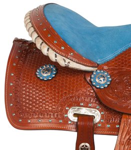 Premium cuero genuino barril Racing Western Horse Saddle Tack Set varios tamaños 14 '-18' y colores disponibles - Product Image 5