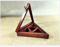 Boîte à épices triangulaire en bois, 4 compartiments, faite à la main avec du verre, en bois de Sheesham, design vintage, cadeau artisanal