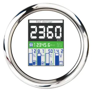 Pantalla LCD digital de cara blanca de 85mm, medidor de presión de aceite de voltaje multifunción, barra de aumento, medidor de velocidad del motor