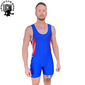 Combinaison de lutte et de course pour homme adulte, couleur bleu uni, vêtements de fitness, tenue de sport UNIQUE, 100% coton, séchage rapide - Product Image 6