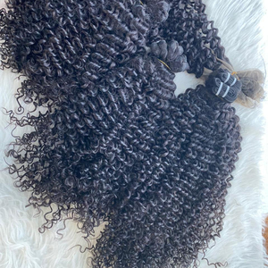 MIC HAIR 100% Remy Vietnam Extensiones de cabello humano real rizado 8 "-28" Máquina de longitud Trama doble Paquete de color claro - Product Image 1