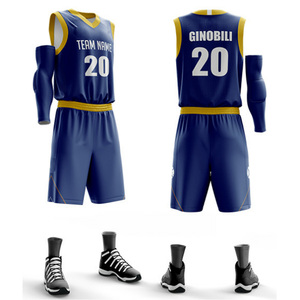 Uniformes de baloncesto de alta calidad, diseño personalizado, 100% poliéster, logo de sarga, venta al por mayor - Product Image 1