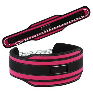 High quality <b>Weight</b> lifting Dipping <b>training</b> Belt with Chain Neoprene Gym Fitness workout Double Support Brace - Product Image 1