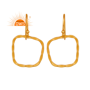 Boucle d'oreille en argent massif 925 plaqué or, bijou pendant en forme de cercle martelé, vente en gros - Product Image 1