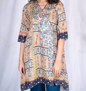 Kurti Masoori MP-A075 pour femmes pakistanaises et indiennes, style Anrakha, broderie au fil sur tissu lawn, impression numérique de haute qualité, service OEM - Product Image 2